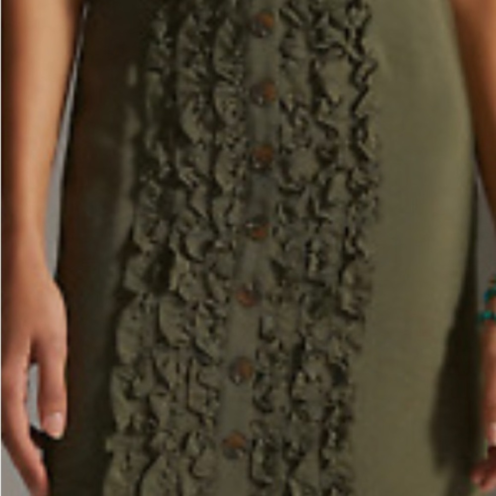 Maeve green Ruffle Midi-skirt